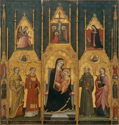 Retable de la Vierge avec les saints Agathe, Étienne, François et un saint martyr - Giovanni di Pietro da Pisa